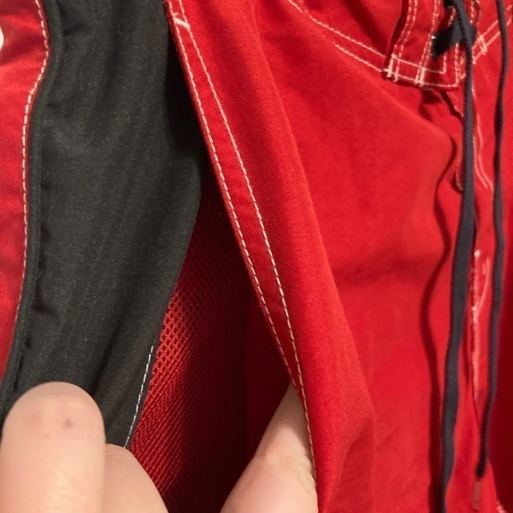 NWT Mens Speedo Red And Black Swim Trunks Size Large